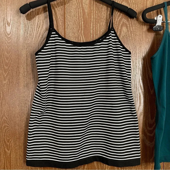 Worthington Women's 2pc Tank Top L/XL Blue & Black White Striped Stretchy Casual - Picture 4 of 11